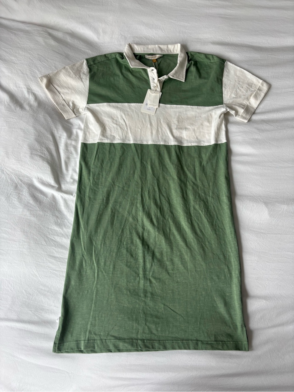DownEast Rugby Polo Dress Green White Colorblock NWT Size Small
